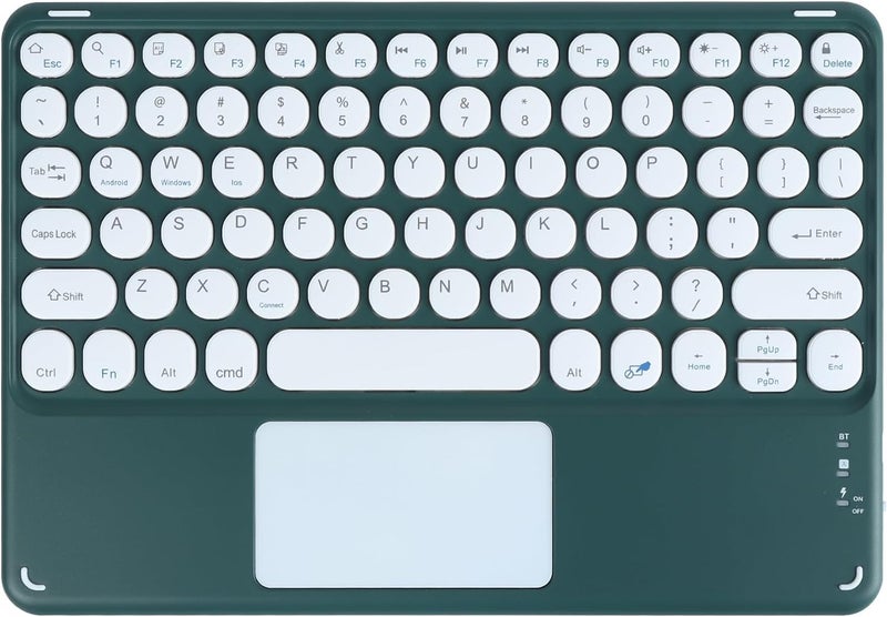 KUYHRF Wireless Keyboard with Touchpad, Ultra-Thin Rechargeable Bluetooth Keyboard Mini with Trackpad, Round Keys for iPad pro/iPad/iOS/Mac OS/Windows/Android (Dark Green) - Image 1